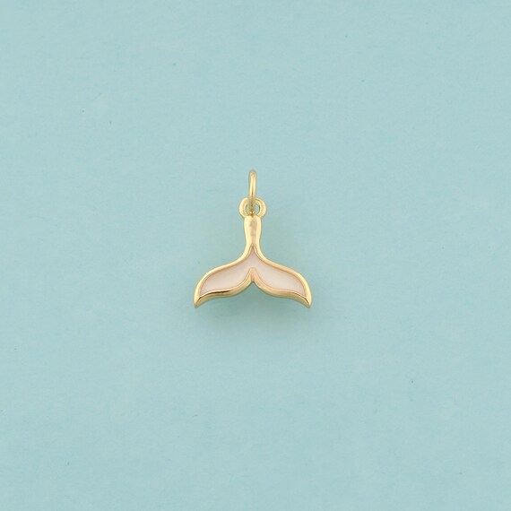 Gold Fishtail Charms,Fishtail Jewelry,Enamel Fishtail Pendant for DIY Jewelry Making,18K Gold