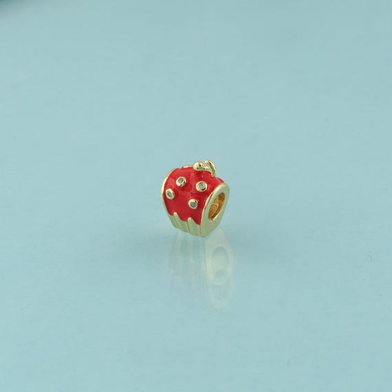 CZ Devil Pepper Spacer Beads,Devil Pepper Beads,Enamel Devil Pepper Beads for DIY Jewelry Making,18K Gold