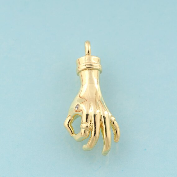 Gold CZ Gesture Charms,Hand Jewelry,Gesture Pendant for DIY Jewelry Making,18K Gold