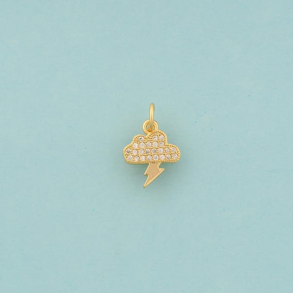 Gold CZ Cloud Charms,Lightning Jewelry,Cloud Pendant for DIY Jewelry Making,18K Gold