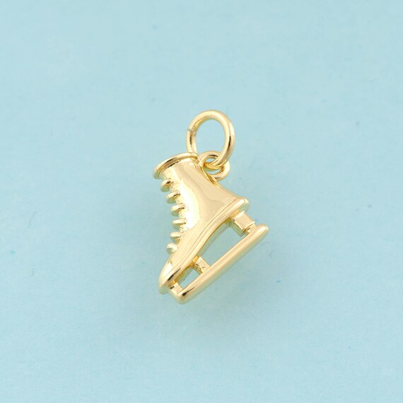 Gold Skate Shoe Charms,Skate Shoe Jewelry,Skate Shoe Pendant for DIY Jewelry Making,18K Gold