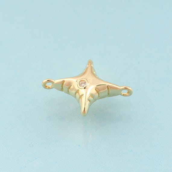 Gold CZ Cross Star Connector,Celestial Jewelry Connector,Star Connector for DIY Jewelry Making,18K Gold