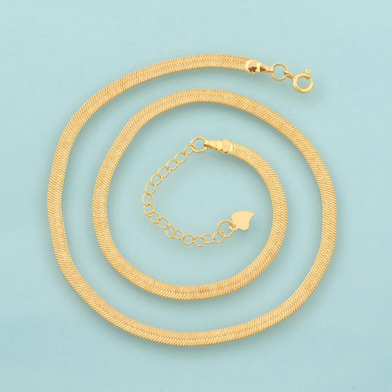 Gold Herringbone Necklace ,Chain Jewelry Necklace,Herringbone Necklace Perfect Gift,18K Gold