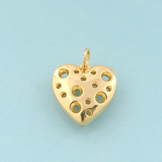 Gold Heart Charms,Cheese Jewelry,Cheese Pendant for DIY Jewelry Making,18K Gold