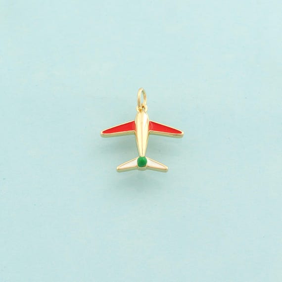 Gold Enamel Airplane Charms,Airplane Jewelry,Airplane Pendant for DIY Jewelry Making,18K Gold