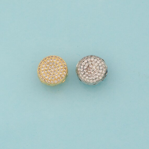CZ Round Flat Spacer Beads,Round Beads,Flat Beads for DIY Jewelry Making,18K Gold & Rhodium