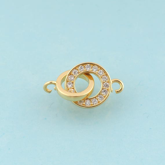 Gold CZ Round Connector,Minimalist Jewelry Connector,Round Connector for DIY Jewelry Making,18K Gold