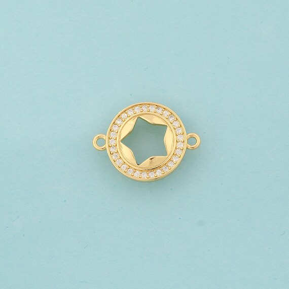 Gold CZ Star Connector,Star Jewelry Connector,Star Connector for DIY Jewelry Making,18K Gold