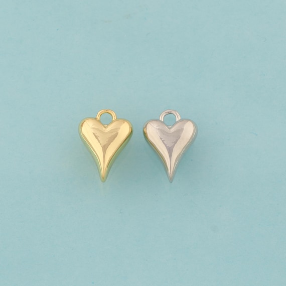 Gold Heart Charms,Heart Jewelry,Heart Pendant for DIY Jewelry Making,18K Gold