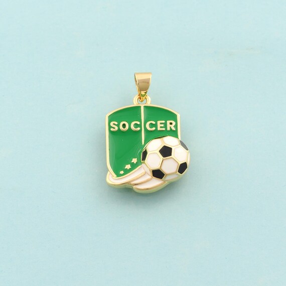 Gold Enamel Football Team Logo Charms,Football Jewelry,Team Logo Pendant for DIY Jewelry Making,18K Gold