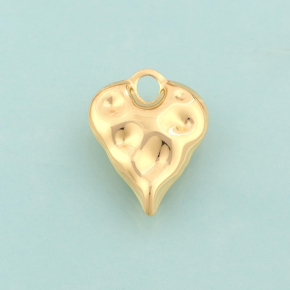 Gold Puffed Heart Charms,Love Jewelry,Heart Pendant for DIY Jewelry Making,18K Gold