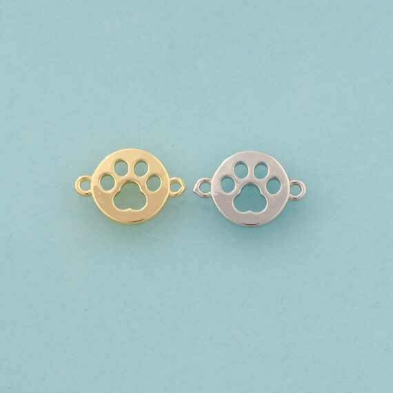 Gold Paw Print Connector,Animal Foot Jewelry Connector,Paw Print Connector for DIY Jewelry Making,18K Gold
