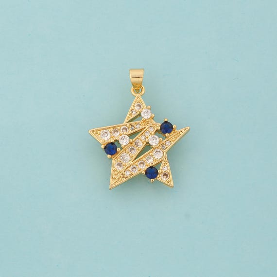 Gold CZ Star Charms,Star Jewelry,Star Pendant for DIY Jewelry Making,18K Gold