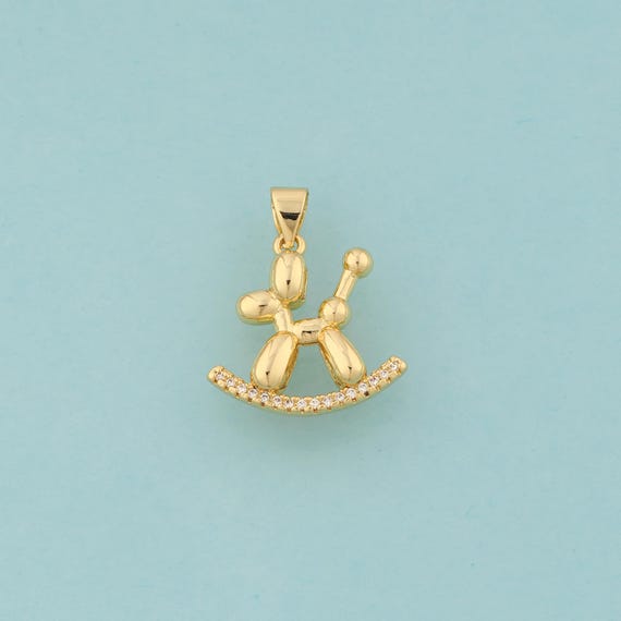 Gold CZ Rocking Horse Charms,Horse Jewelry,Rocking Horse Pendant for DIY Jewelry Making,18K Gold