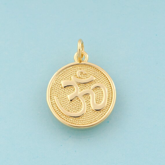 Gold Ohm Charms,Yoga Jewelry,Symbol Pendant for DIY Jewelry Making,18K Gold