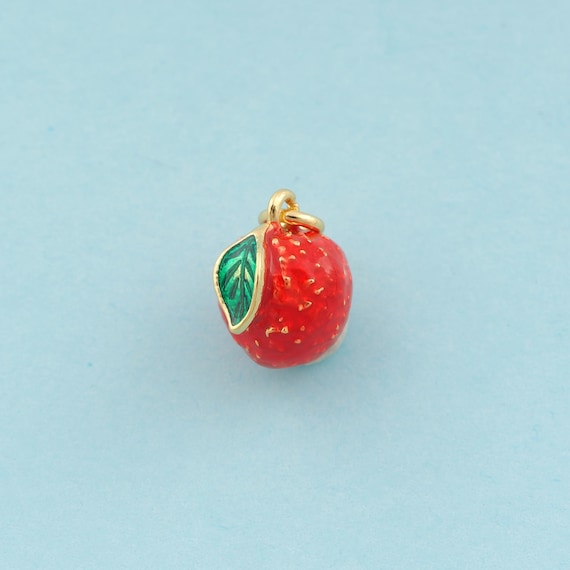 Gold Enamel Lychee Charms,Fruit Jewelry,Lychee Pendant for DIY Jewelry Making,18K Gold