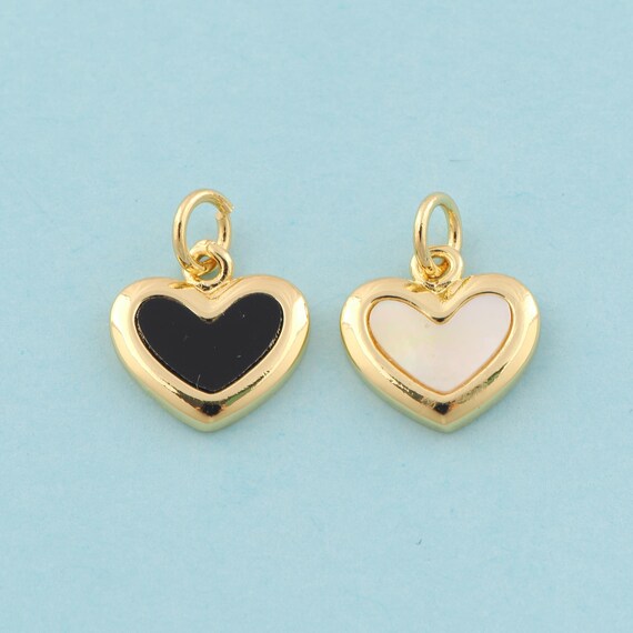 Gold Enamel Heart Charms,Heart Jewelry,Heart Pendant for DIY Jewelry Making,18K Gold
