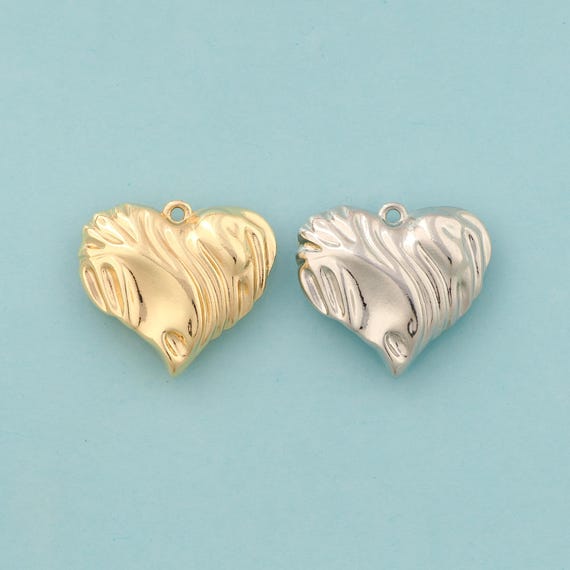 Gold Heart Charms,Love Jewelry,Heart Pendant for DIY Jewelry Making,18K Gold