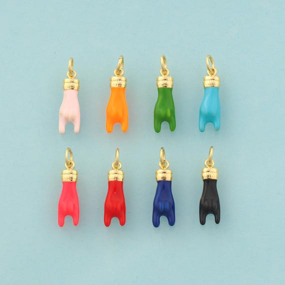 Gold Rock Gesture Charms,Gesture Jewelry,Enamel Rock Gesture Pendant for DIY Jewelry Making,18K Gold