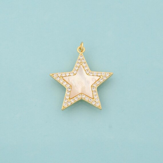 Gold CZ Star Charms,Star Jewelry,Star Pendant for DIY Jewelry Making,18K Gold