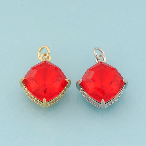 Gold Round Charms,Solitaire Jewelry,Round Pendant for DIY Jewelry Making,18K Gold & Rhodium