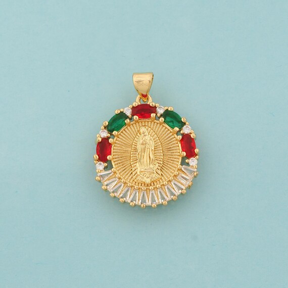 Gold CZ Virgin Mary Charms,Religious Jewelry,Catholic Pendant for DIY Jewelry Making,18K Gold