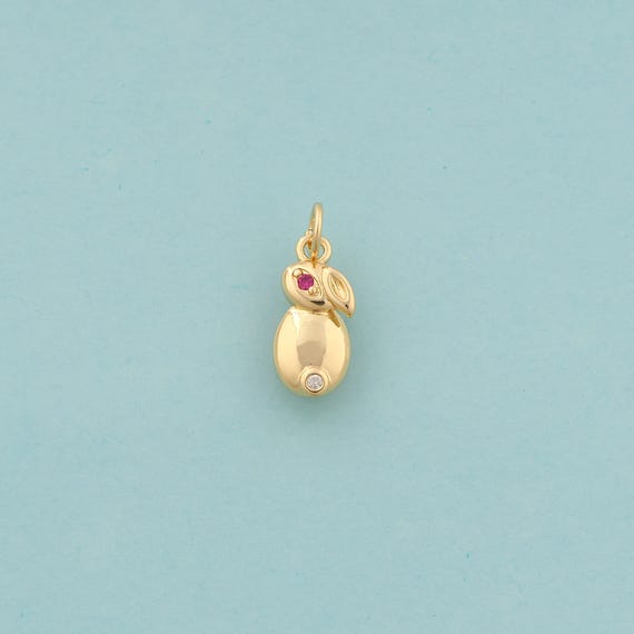 Gold CZ Rabbit Charms,Animal Jewelry,Rabbit Pendant for DIY Jewelry Making,18K Gold
