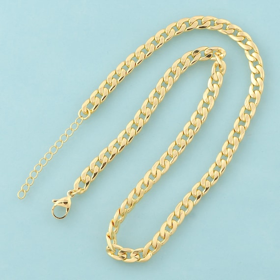 Gold Curb Necklace ,Chain Jewelry Necklace,Curb Necklace Perfect Gift,18K Gold