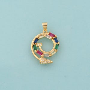 Gold CZ Arrow Charms,Round Jewelry,Arrow Pendant for DIY Jewelry Making,18K Gold