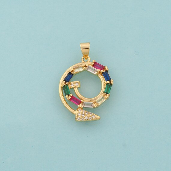 Gold CZ Arrow Charms,Round Jewelry,Arrow Pendant for DIY Jewelry Making,18K Gold