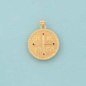 Gold ICXC NIKA Charms,Orthodox Cross Jewelry,Christian Pendant for DIY Jewelry Making,18K Gold