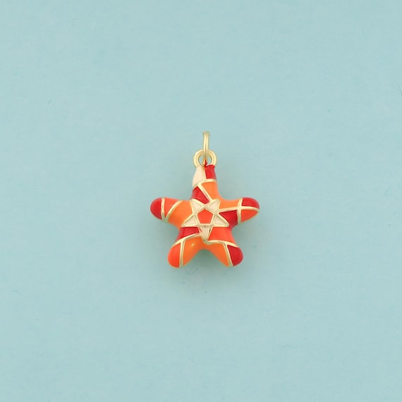 Gold Enamel Starfish Charms,Starfish Jewelry,Starfish Pendant for DIY Jewelry Making,18K Gold