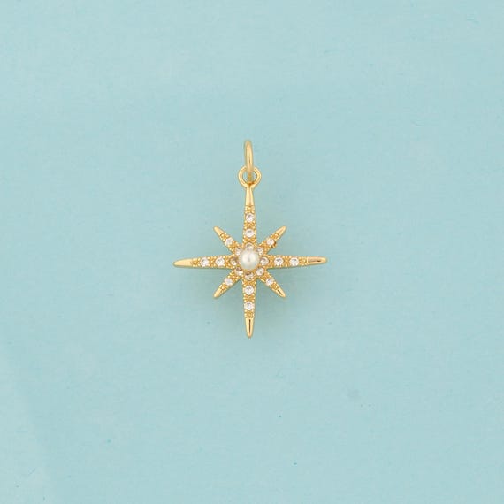 Gold Polaris Charms,Polaris Jewelry,CZ Polaris Pendant for DIY Jewelry Making,18K Gold