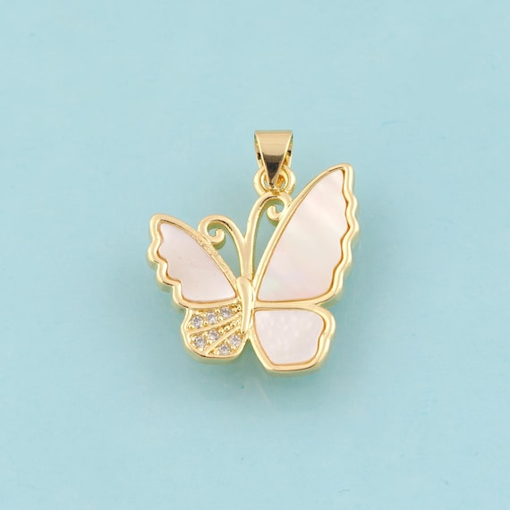 Gold CZ Butterfly Charms,Insect Jewelry,Butterfly Pendant for DIY Jewelry Making,18K Gold