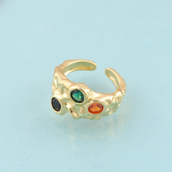 Gold Open Rings,Wide Jewelry Rings,Thick Rings Perfect Gift,18K Gold