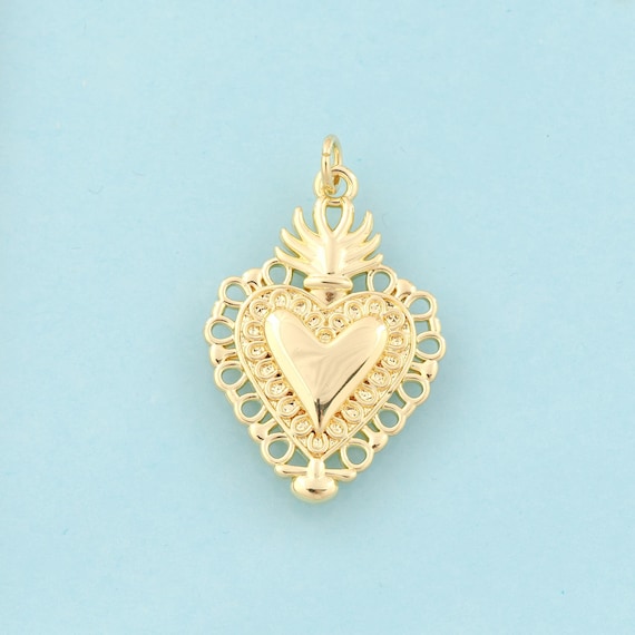 Gold Heart Charms,Heart Jewelry,Heart Pendant for DIY Jewelry Making,18K Gold