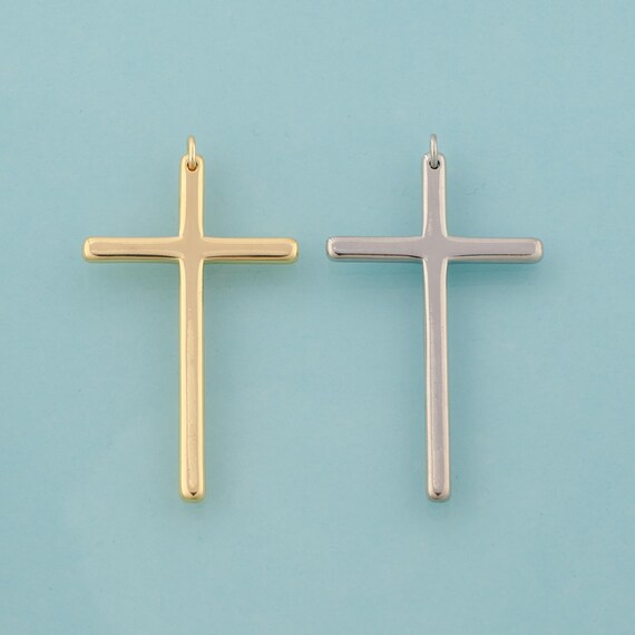 Gold Cross Charms,Religious Jewelry,Christian Pendant for DIY Jewelry Making,18K Gold