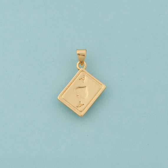 Gold Poker Charms,Heart Ace Jewelry,Poker Pendant for DIY Jewelry Making,18K Gold