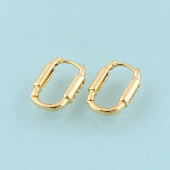 Gold CZ Hoop Earrings,Hugging Hoop Jewelry Earrings,Hoop Earrings,Gift for Her,18K Gold