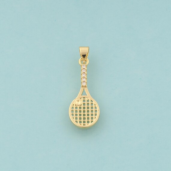 Gold CZ Racket Charms,Racket Jewelry,Racket Pendant for DIY Jewelry Making,18K Gold