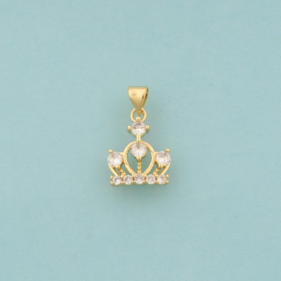 Gold CZ Crown Charms,King Crown Jewelry,Crown Pendant for DIY Jewelry Making,18K Gold