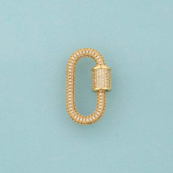 Gold Carabiner Clasp,Carabiner Jewelry Clasp,Carabiner Clasp for DIY Jewelry Making,18K Gold