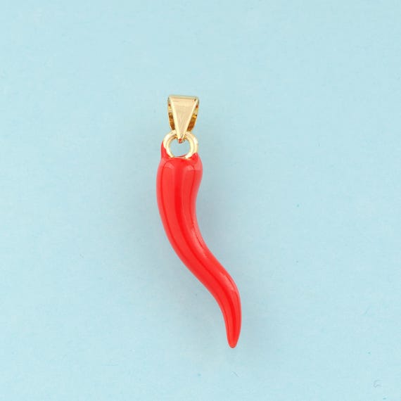 Gold Enamel Chili Charms,Vegetable Jewelry,Chili Pendant for DIY Jewelry Making,18K Gold