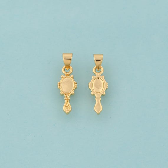 Gold Mirror Charms,Mirror Jewelry,Mirror Pendant for DIY Jewelry Making,18K  Gold