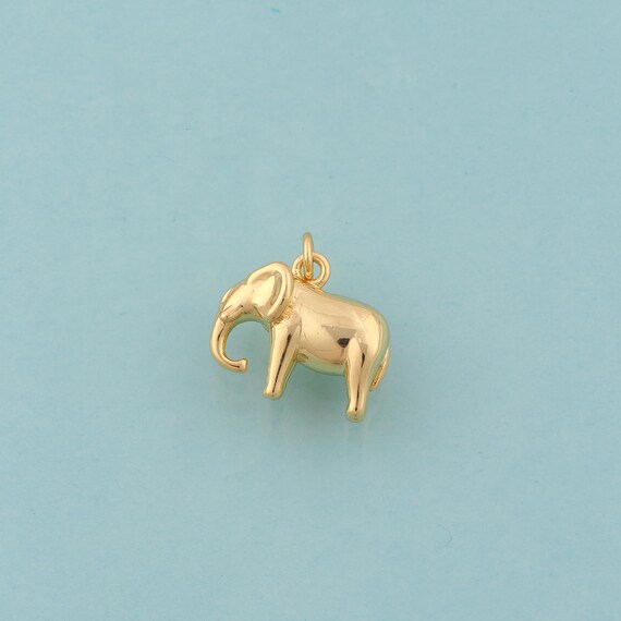 Gold Elephant Charms,Animal Jewelry,Elephant Pendant for DIY Jewelry Making,18K Gold