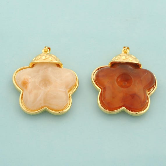 Gold Acrylic Flower Charms,Flower Jewelry,Flower Pendant for DIY Jewelry Making,18K Gold