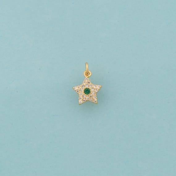 Gold CZ Star Charms,Celestial Jewelry,Starburst Pendant for DIY Jewelry Making,18K Gold
