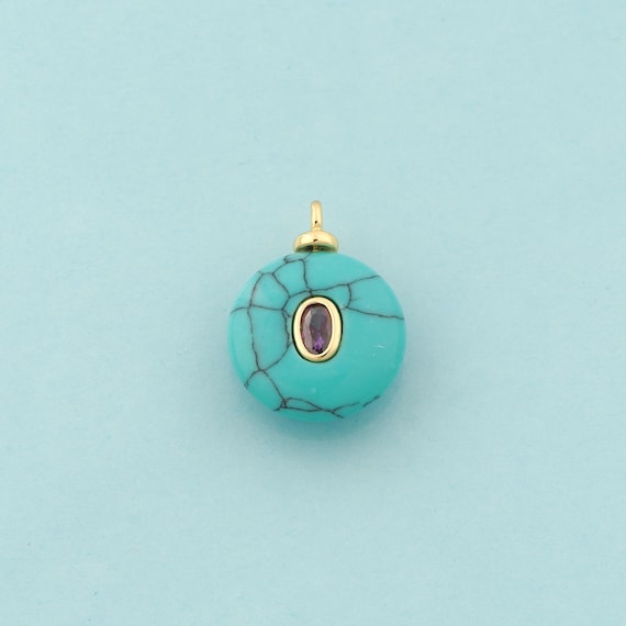 Gold Energy Stone Charms,Natural Stone Jewelry,Turquoise Pendant for DIY Jewelry Making,18K Gold