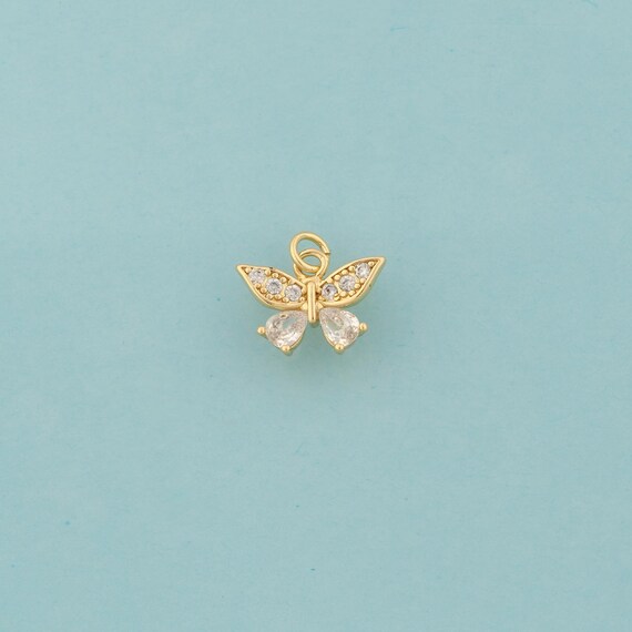 Gold CZ Butterfly Charms,Insect Jewelry,Butterfly Pendant for DIY Jewelry Making,18K Gold