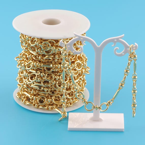 Gold Figaro Chain,Special Jewelry Chain,Semi-Finished Product Chain for DIY Jewelry Making,18K Gold